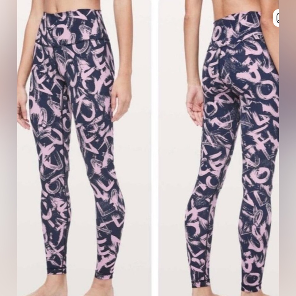 LULULEMON 8 Wonder under Luxtreme graffiti pop Antoinette blue-purple legging